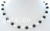 Perlas cultivadas de agua dulce collar, con Ágata negra, latón cierre de anillo de primavera, sarta sola, 7-8mm,8mm, longitud:17 Inch, Vendido por Sarta