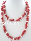 Natural Coral Necklace, two tone, 7-8mm,2-3mm Inch 