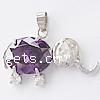 Cubic Zirconia Brass Pendants, Elephant, faceted Approx 4.2mm 