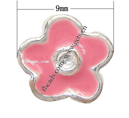 Enamel Zinc Alloy European Beads, Flower, plated, large hole, more colors for choice, 9x10x10mm, Hole:Approx 5mm, Sold By PC