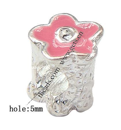 Enamel Zinc Alloy European Beads, Flower, plated, large hole, more colors for choice, 9x10x10mm, Hole:Approx 5mm, Sold By PC