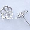 Brass Earring Stud Component, Flower, plated, without earnut & hollow 