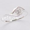Cubic Zirconia Sterling Silver Finger Ring, 925 Sterling Silver, plated, with cubic zirconia 6mm Approx 18mm, US Ring 
