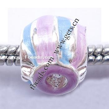 Enamel Zinc Alloy European Beads, Drum, plated, without troll & large hole, more colors for choice, 11x10x9mm, Hole:Approx 4.5mm, Sold By PC