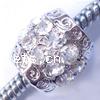 Rhinestone Zinc Alloy European Beads, Drum, plated, without troll & with rhinestone nickel, lead & cadmium free Approx 6mm 