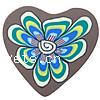 Abalorios de Arcilla Polimérica, Arcilla polimero, Corazón, con patrón de flores, 10mm, 1000PCs/Bolsa, Vendido por Bolsa