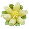 Flower Polymer Clay Beads, layered, yellow, 14mm Approx 1.5mm 