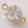 Rhinestone Brass Connector, Flat Round, plated, with rhinestone & 1/1 loop Approx 1mm 