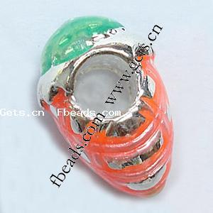 Enamel Zinc Alloy European Beads, Strawberry, plated, without troll & large hole, more colors for choice, 15x9mm, Hole:Approx 4mm, Sold By PC