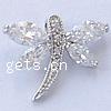 Cubic Zirconia Brass Pendants, Dragonfly, faceted Approx 2.5mm 