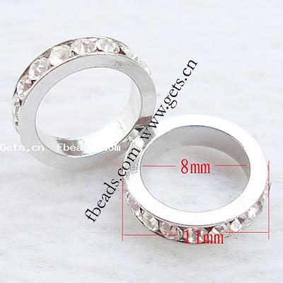 Donut Rhinestone Spacer , with Brass, Flat Round, plated, more colors for choice, nickel, lead & cadmium free, 11mm, Hole:Approx 8mm, Sold By PC