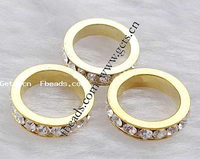 Donut Rhinestone Spacer , Brass, plated, with rhinestone, more colors for choice, 11x11x3mm, Hole:Approx 7.8mm, Sold By PC