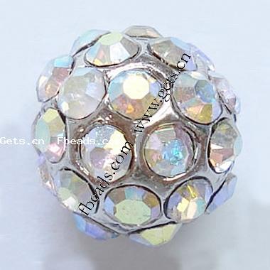 Rhinestone Zinc Alloy Beads, Resin Rhinestone, with Zinc Alloy, Round, plated, more colors for choice, cadmium free, 14mm, Sold By PC