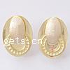 Brass Earring Stud Component, Flat Oval, plated 