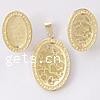 Brass Jewelry Set, pendant & earring, Flat Oval, plated nickel & cadmium free Approx 