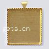 Brass Pendant Cabochon Setting, Square, plated nickel & cadmium free Inner Approx 19.5mm 