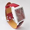 Women Wrist Watch, Zinc Alloy, with PU Leather & Glass, stoving varnish, for woman & stripe, red .5 Inch 