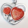 Zinc Alloy Enamel Pendants, Heart, platinum color plated, with heart pattern, nickel, lead & cadmium free Approx 3mm 
