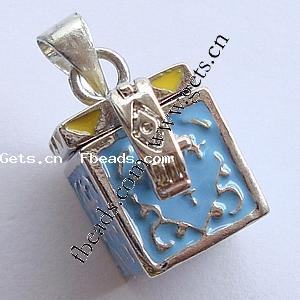 Brass European Prayer Box Pendants, Cube, plated, enamel, more colors for choice, 19x12mm, Sold By PC