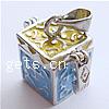 Brass European Prayer Box Pendants, Cube, plated, enamel 