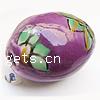 Brushwork Porcelain Beads, Oval, hand drawing, purple Approx 2mm 