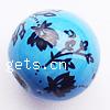Printing Porcelain Beads, Round, large hole, blue, 16mm Approx 4mm 