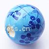 Kunstdruck Porzellan Perlen, rund, großes Loch, blau, 16mm, Bohrung:ca. 4mm, verkauft von PC