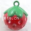 Brass Jingle Bell for Christmas Decoration, Strawberry, enamel, red, cadmium free 