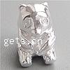 Sterling Silver European Beads, 925 Sterling Silver, Bear, plated, without troll Approx 5mm 