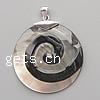 Black Shell Pendant, Brass, with Black Shell, Flat Round, platinum color plated Approx 