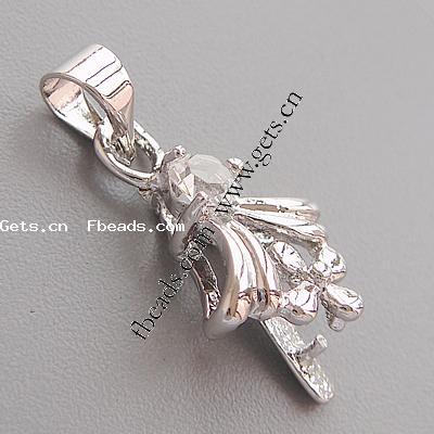 Brass Pinch Bail, Flower, plated, with A grade rhinestone, more colors for choice, 22x11mm, Hole:Approx 4mm, Sold By PC