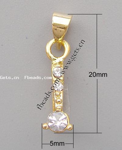 Brass Pinch Bail, plated, with A grade rhinestone, more colors for choice, 20x5mm, Hole:Approx 4mm, Sold By PC