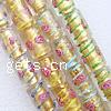 Gold Foil Lampwork Beads, Tube, with flower pattern Approx 1MM 