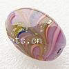 Refined Lampwork Beads, Oval, with flower pattern & gold foil Approx 2.5mm 