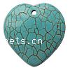 Synthetic Turquoise Pendants, Heart, blue Approx 2.5mm 