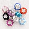 Rhinestone European Beads, with 925 Sterling Silver, Rondelle, with Czech rhinestone, mixed colors Approx 4.5mm 