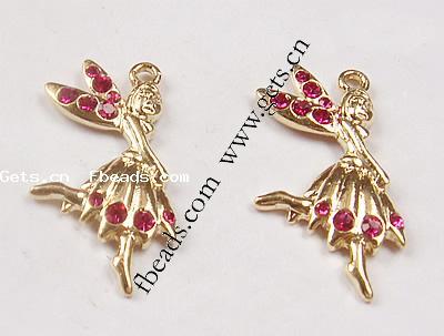 Czechic Rhinestone Pendants, with Zinc Alloy, Fairy, plated, with rhinestone, more colors for choice, 20x32mm, Sold By PC