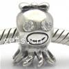 Rhinestone Zinc Alloy European Beads, Octopus, plated, without troll & with rhinestone nickel, lead & cadmium free Approx 4mm 