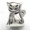 Zinc Alloy European Beads, Cat, plated nickel, lead & cadmium free Approx 4mm 