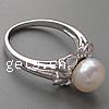 Pearl Sterling Silver Finger Ring, 925 Sterling Silver, platinum plated Approx 16mm, US Ring .5 