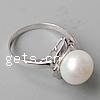 Pearl Sterling Silver Finger Ring, 925 Sterling Silver, platinum plated, with pearl Approx 17mm, US Ring .5 