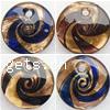 Moulding Lampwork Pendants, Flat Round, gold sand Approx 5mm 