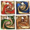 Moulding Lampwork Pendants, Square, gold sand Approx 4mm 