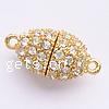 Brass Magnetic Clasp, Oval, plated, with rhinestone & single-strand Approx 1mm 