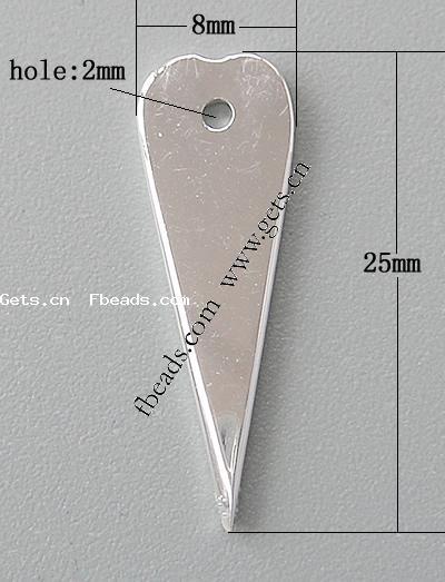 Sterling Silver Tag, 925 Sterling Silver, Heart, plated, more colors for choice, 25x8x2mm, Hole:Approx 2mm, Sold By PC