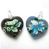 Inner Flower Lampwork Pendants, Heart, gold sand, mixed colors Approx 4mm 