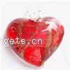 Pendentifs artisanaux au style murano, chalumeau, coeur, fait à la main, sable d'or, rouge Environ 4mm, Vendu par PC