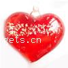 Pendentifs artisanaux au style murano, chalumeau, coeur, fait à la main, feuille d'argent, rouge Environ 5mm, Vendu par PC