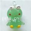 Animal Lampwork Pendants, Frog, green Approx 3mm 