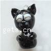 Tier Murano Anhänger, Lampwork, Katze, schwarz, 24x12x16mm, Bohrung:ca. 4mm, verkauft von PC